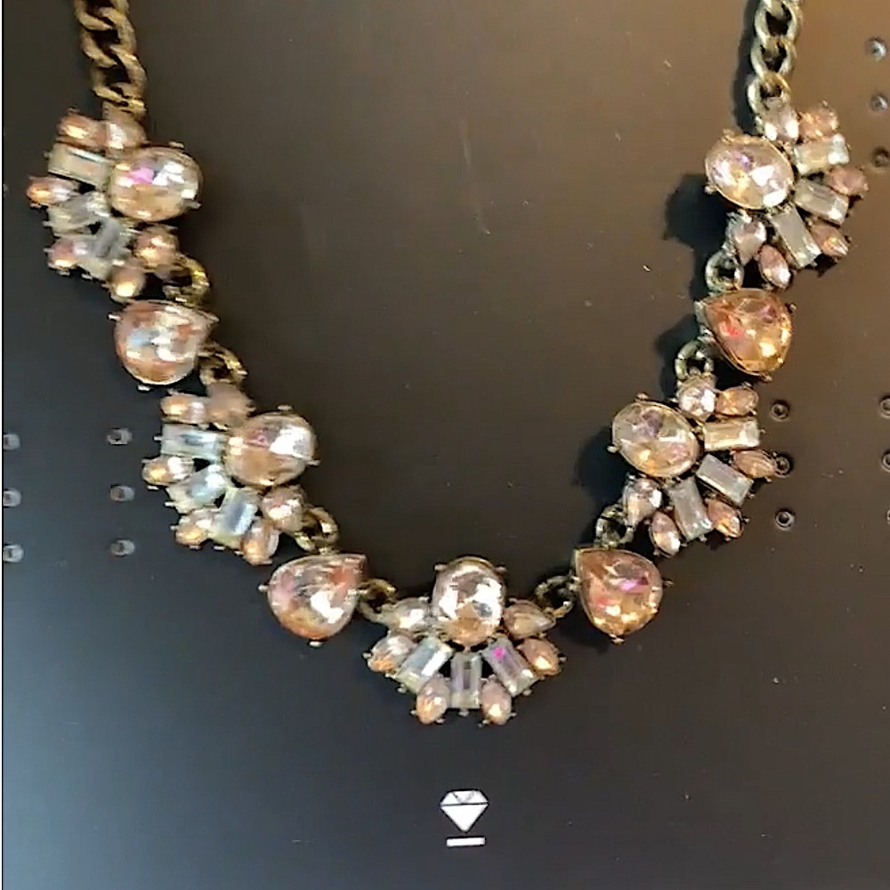 BAUBLEBAR Rhinestone Statement Necklace w Blush and Clear colored crystals NWT